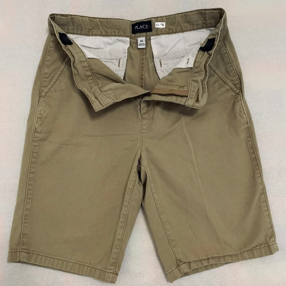 The Children's Place Chino Shorts BIG BOY Size 14 Khaki Tan School Uniform